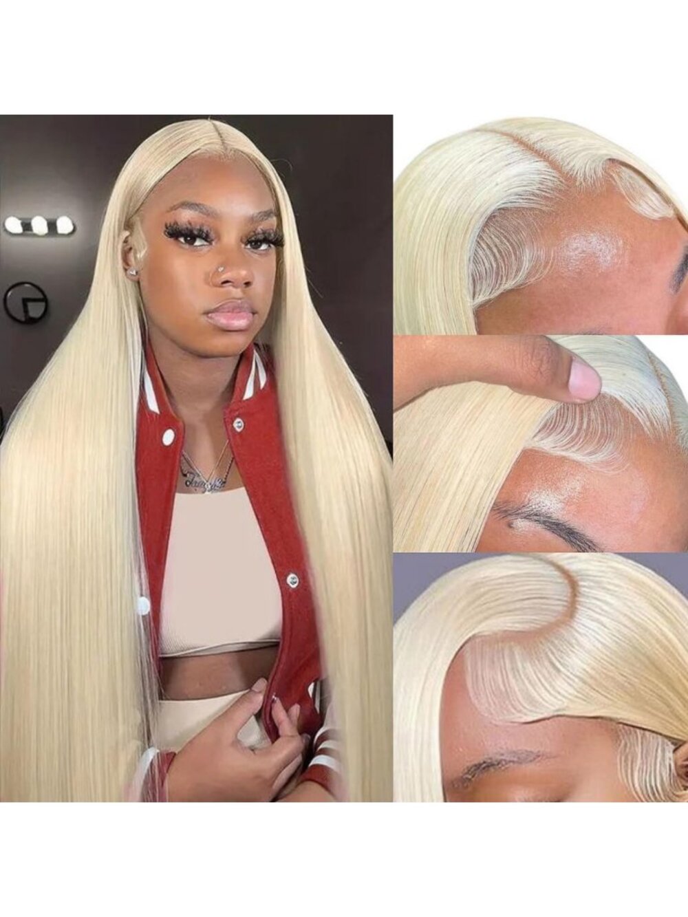 GZX Blonde 613 Lace Front Wig Human Hair 13x4 HD Straight 26 Inch